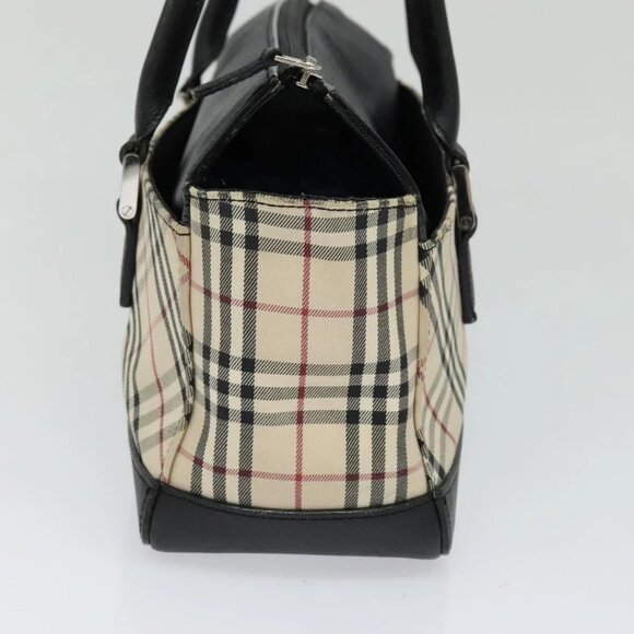 BURBERRY Nova Check Hand Bag Canvas Beige Black Auth - Picture 10 of 16